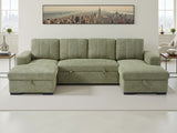 Green Fabric Large U Shape Corner Chaise Sofa Bed