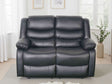 Black Leather Effect 2 Seater Manual Recliner Sofa
