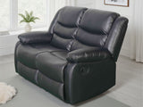 Black Leather Effect 2 Seater Manual Recliner Sofa