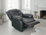 Black Leather Effect Manual Recliner Armchair Padded Amrs