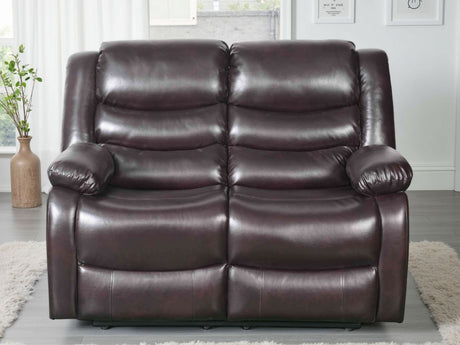 Brown Leather Effect 2 Seater Manual Recliner Sofa