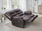 Brown Leather Effect 2 Seater Manual Recliner Sofa