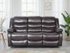 Brown Leather Effect 3 Seater Manual Recliner Sofa