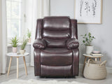 Brown Leather Effect Manual Recliner Armchair Padded Arms