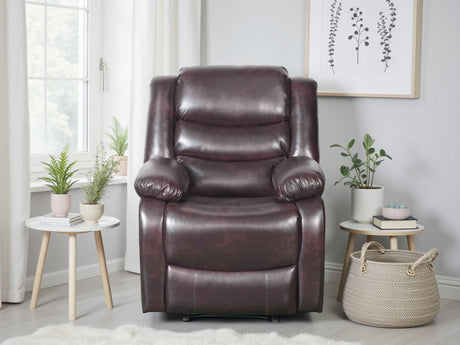 Brown Leather Effect Manual Recliner Armchair Padded Arms