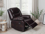 Brown Leather Effect Manual Recliner Armchair Padded Arms