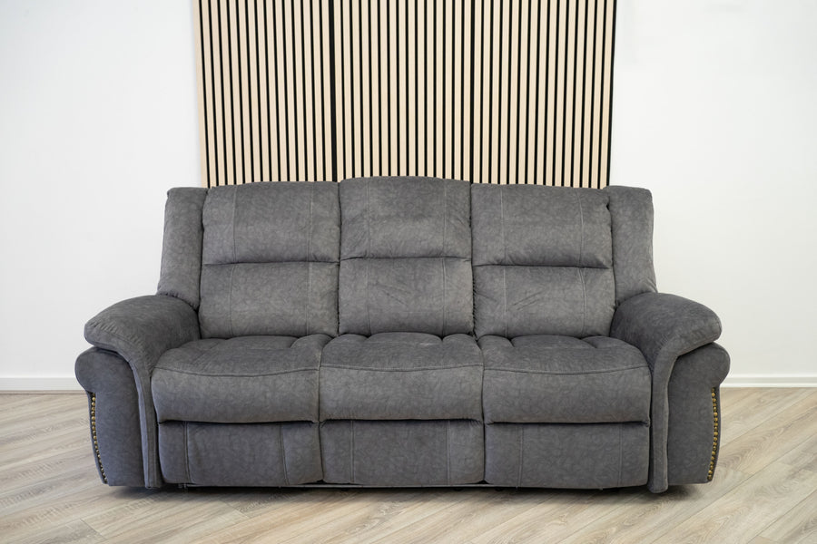 Berlin 3 Seater Electric Recliner – Grey Microfibre Fabric