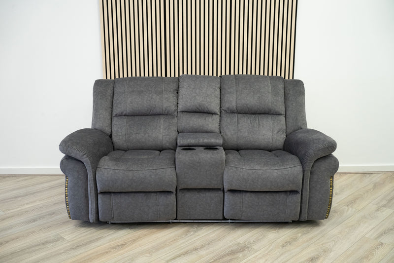 Berlin 2 Seater Electric Recliner – Grey Microfibre Fabric
