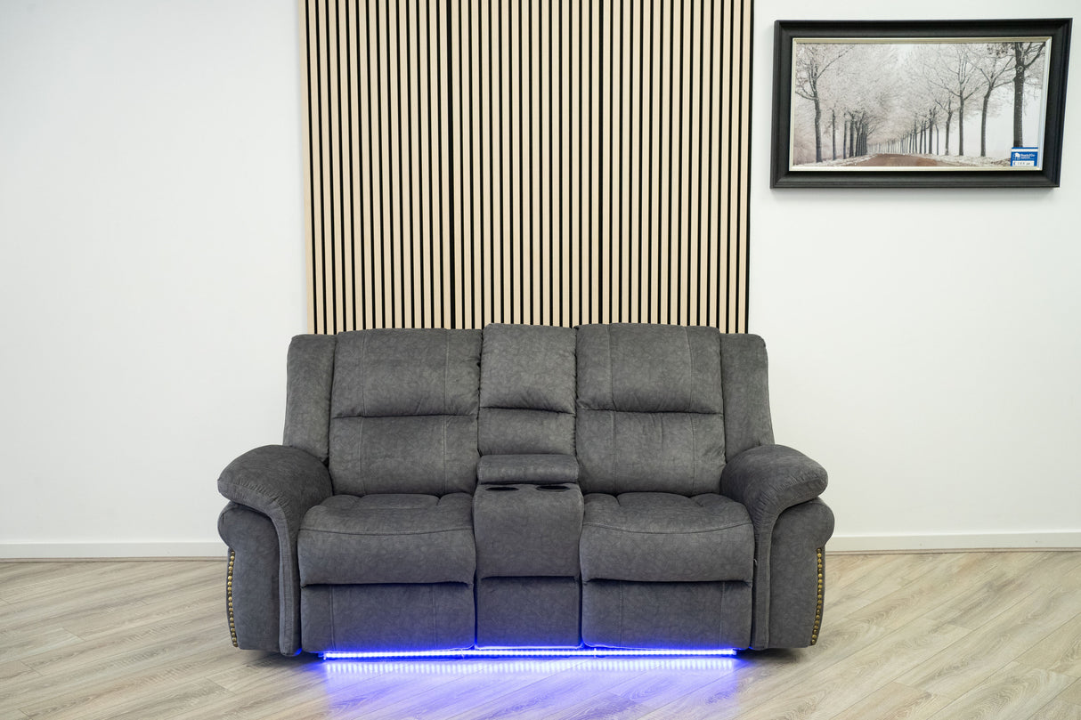 Berlin 2 Seater Electric Recliner – Grey Microfibre Fabric