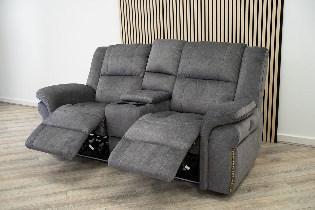 Berlin 2 Seater Electric Recliner – Grey Microfibre Fabric