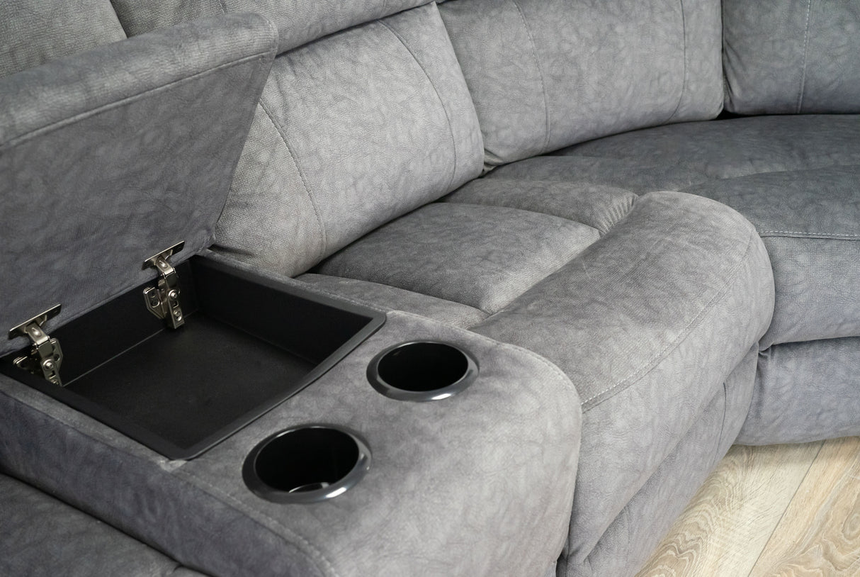 Hudson Grey Fabric Recliner Corner Sofa