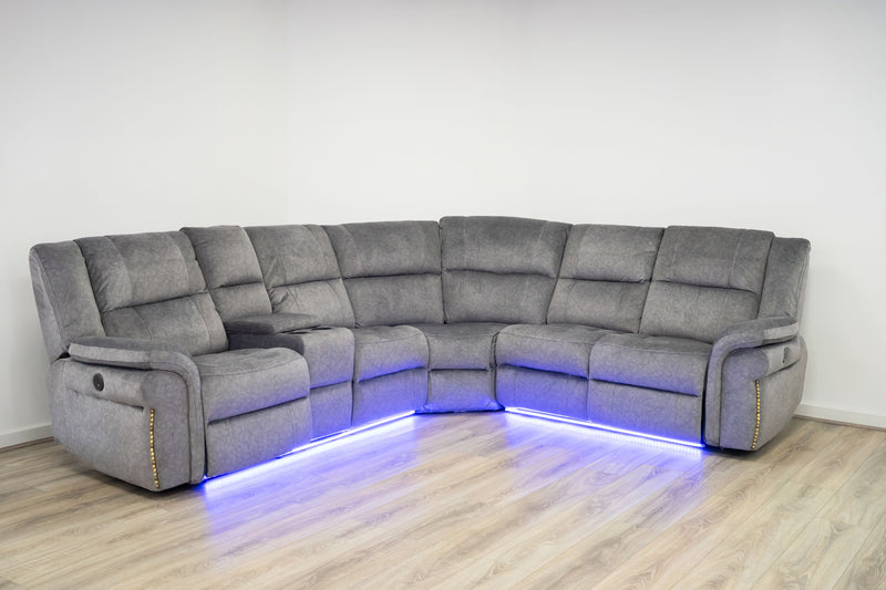 Hudson Grey Fabric Recliner Corner Sofa