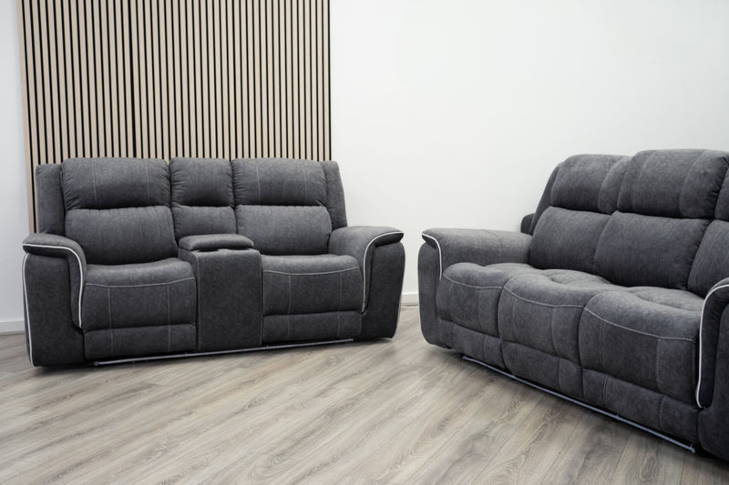 Harlow 3 & 2 Seater Electric Recliner Sofa Set – Grey Fabric