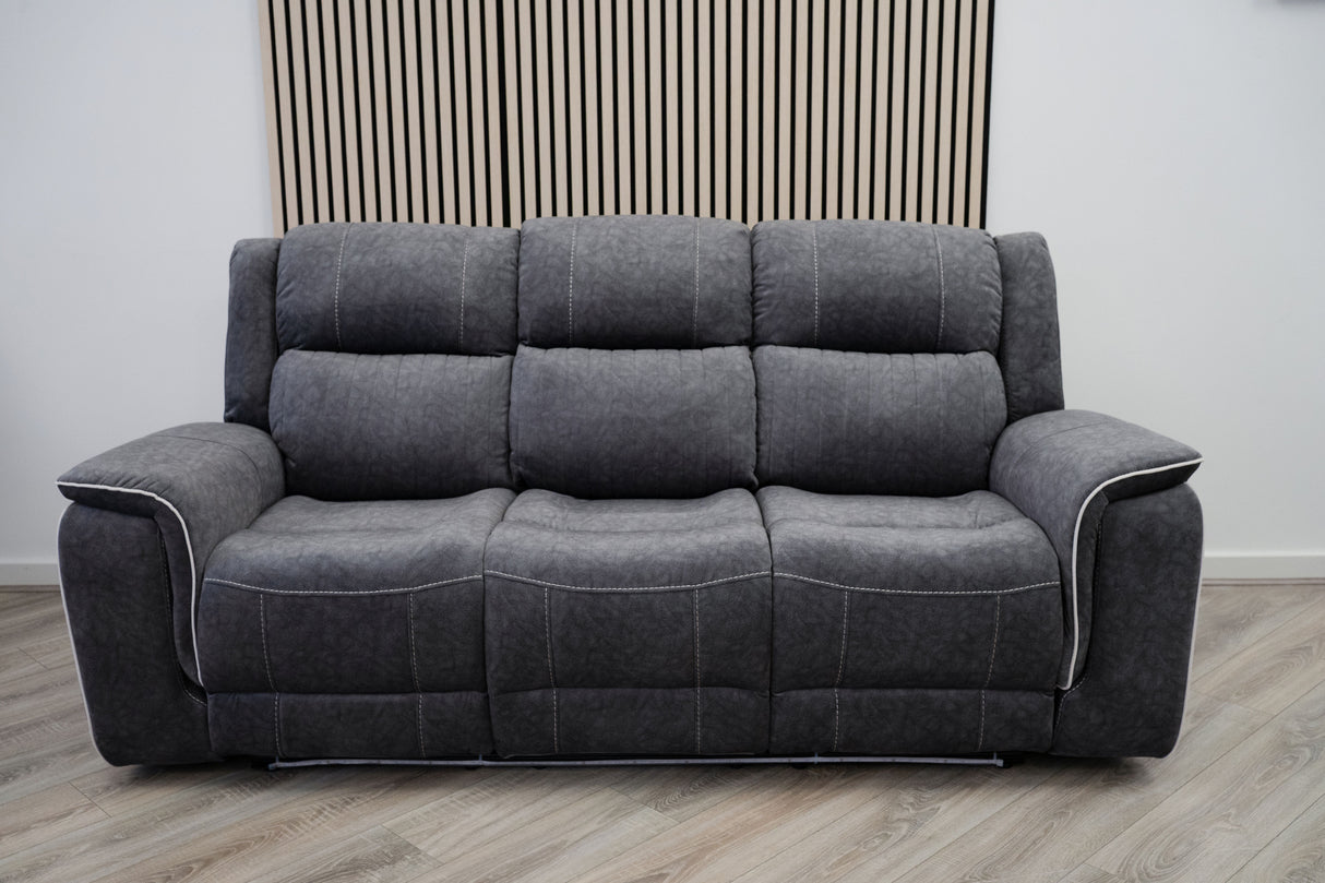 Harlow 3 & 2 Seater Electric Recliner Sofa Set – Grey Fabric