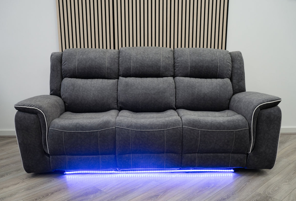 Harlow 3 & 2 Seater Electric Recliner Sofa Set – Grey Fabric