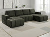 Green Fabric Large U Shape Sofabed with Underseat Storage