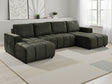 Green Fabric Large U Shape Sofabed with Underseat Storage