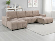 Beige Fabric Large U Shape Luxury Sofa Bed with Storage
