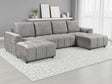 Grey Fabric Large U Shape Luxury Sofa Bed with Storage