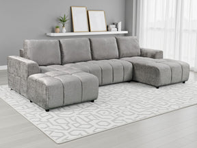 Grey Fabric Large U Shape Luxury Sofa Bed with Storage