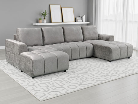 Grey Fabric Large U Shape Luxury Sofa Bed with Storage