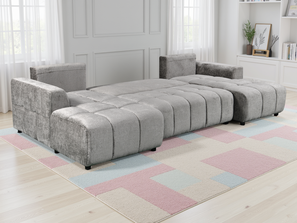 Shanghai Luxury Grey U Shape Corner Sofabed