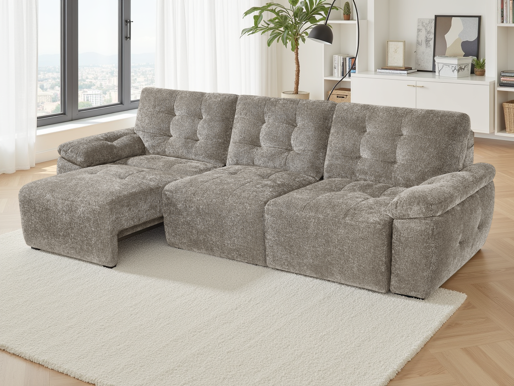 Dallas Electric Sofabed Mushroom 3 Seater - Ready2Go Furniture