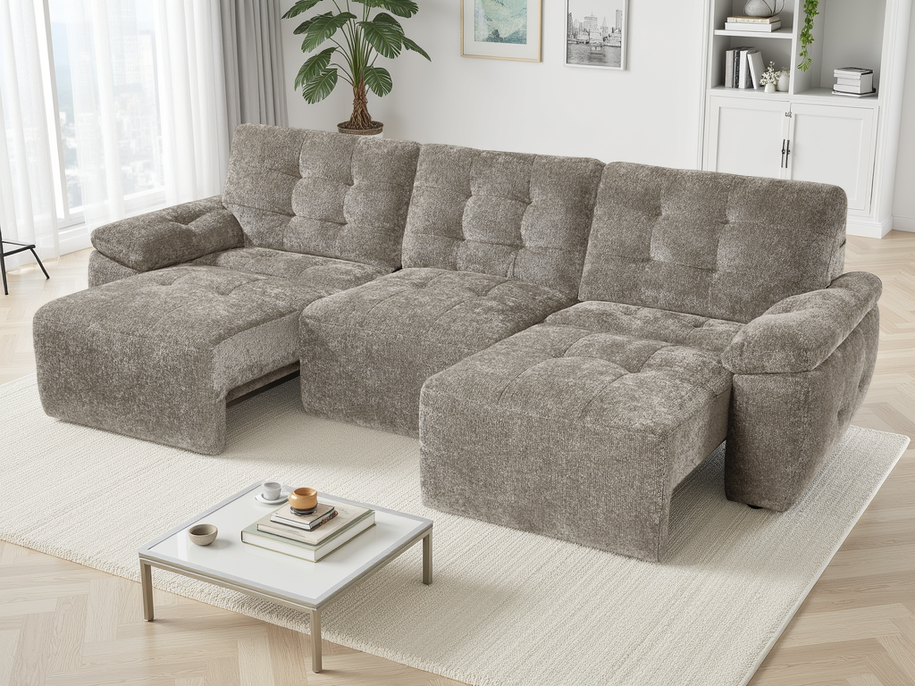 Dallas Electric Sofabed Mushroom 3 Seater - Ready2Go Furniture