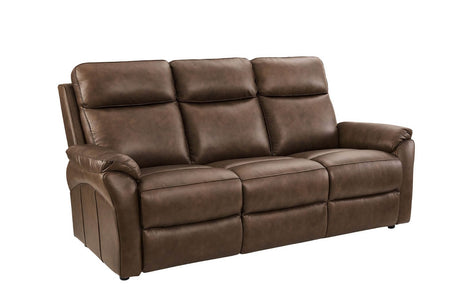 Brown Leather Large 3 Seater Sofa with Cushioned Arm Rest
