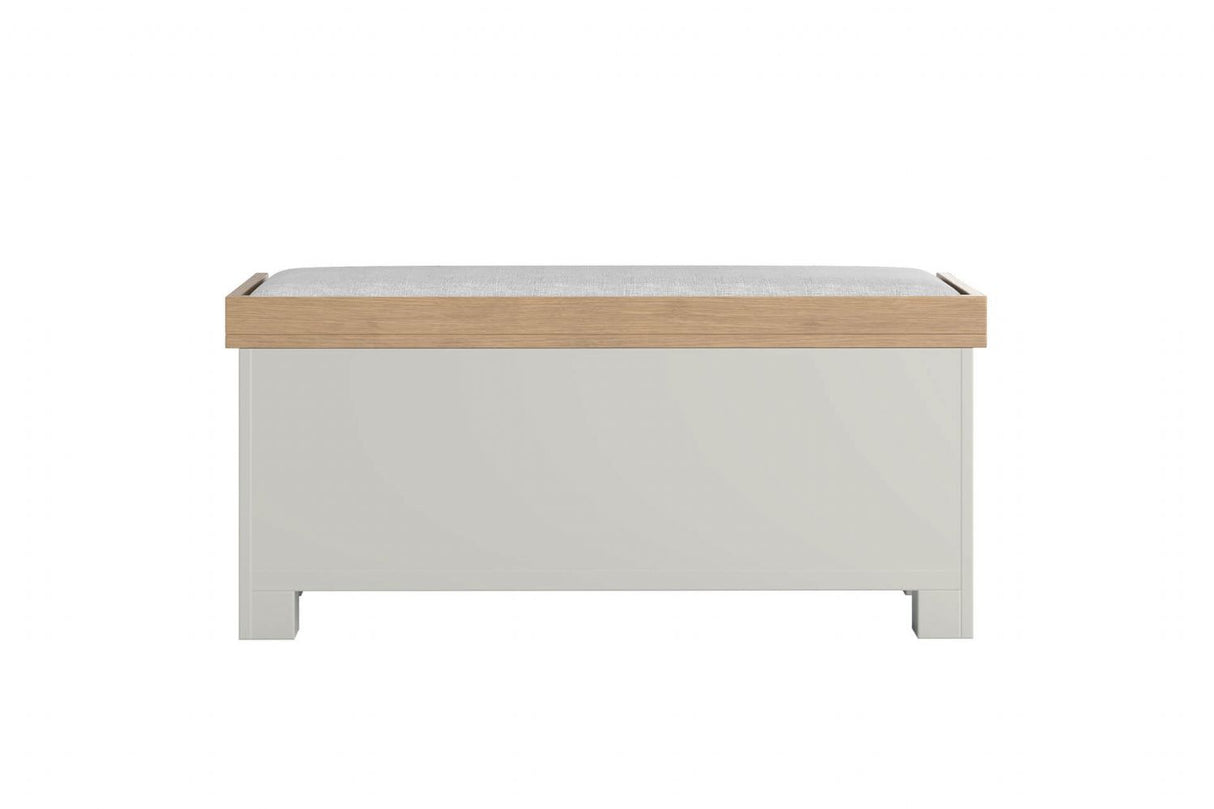 Grey Wooden Bench with 3 Storage Baskets and Fabric Seat Pad