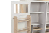 Taupe Wooden Larder Hutch Storage Washed Oak Top