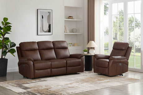 Brown Leather 3 Seater Electric Recliner Sofa