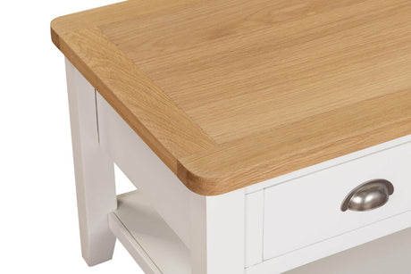 Cashmere Wooden 2 Drawer Coffee Table Oak Top with Shelf