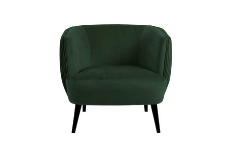 Green Velvet Barrel Designed Accent Chair with Black Legs