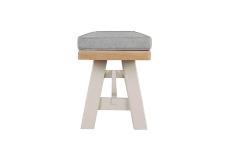 Grey Wooden Fabric Seated Dining Bench Washed Oak Top