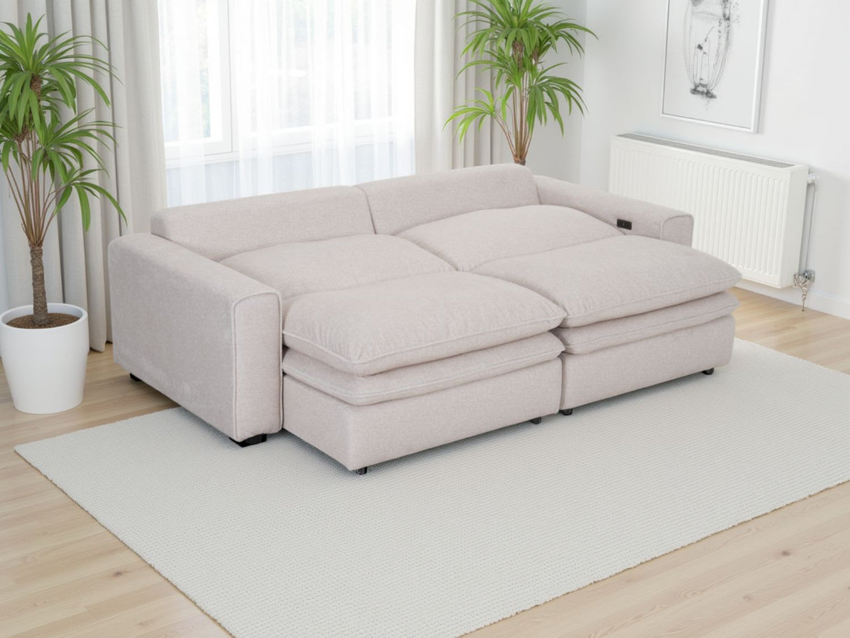 Cloud Beige Fabric 2 Seater Electric Recliner Sofa