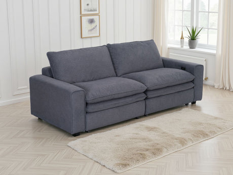 Cloud Grey Fabric 2 Seater Electric Recliner Sofa