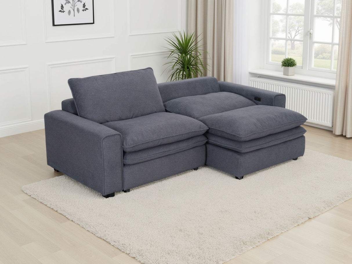 Cloud Grey Fabric 2 Seater Electric Recliner Sofa