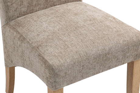 Mink Fabric High Back Dining Chair with Oak Legs