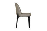 Grey Leather Curved Back Dining Chair Black Metal Legs