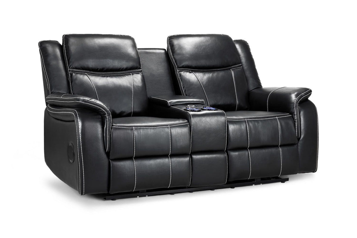 Black Leather 2 Seater Electric Recliner Sofa