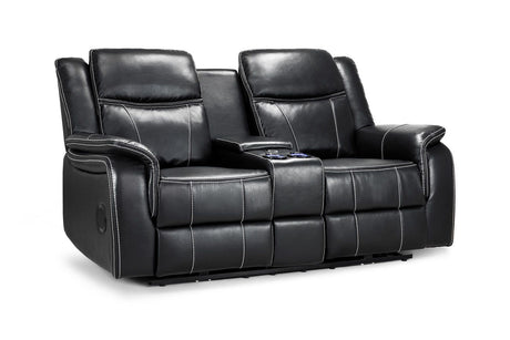 Galaxy Tech Recliner Sofa Black 2 Seater