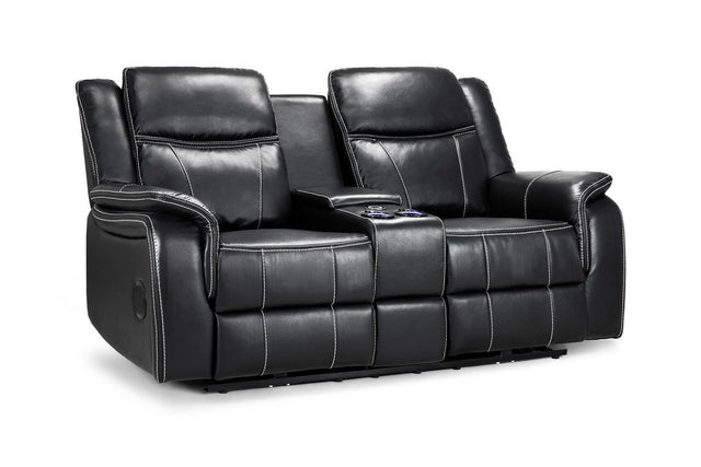 Galaxy Tech Recliner Sofa Black 2 Seater