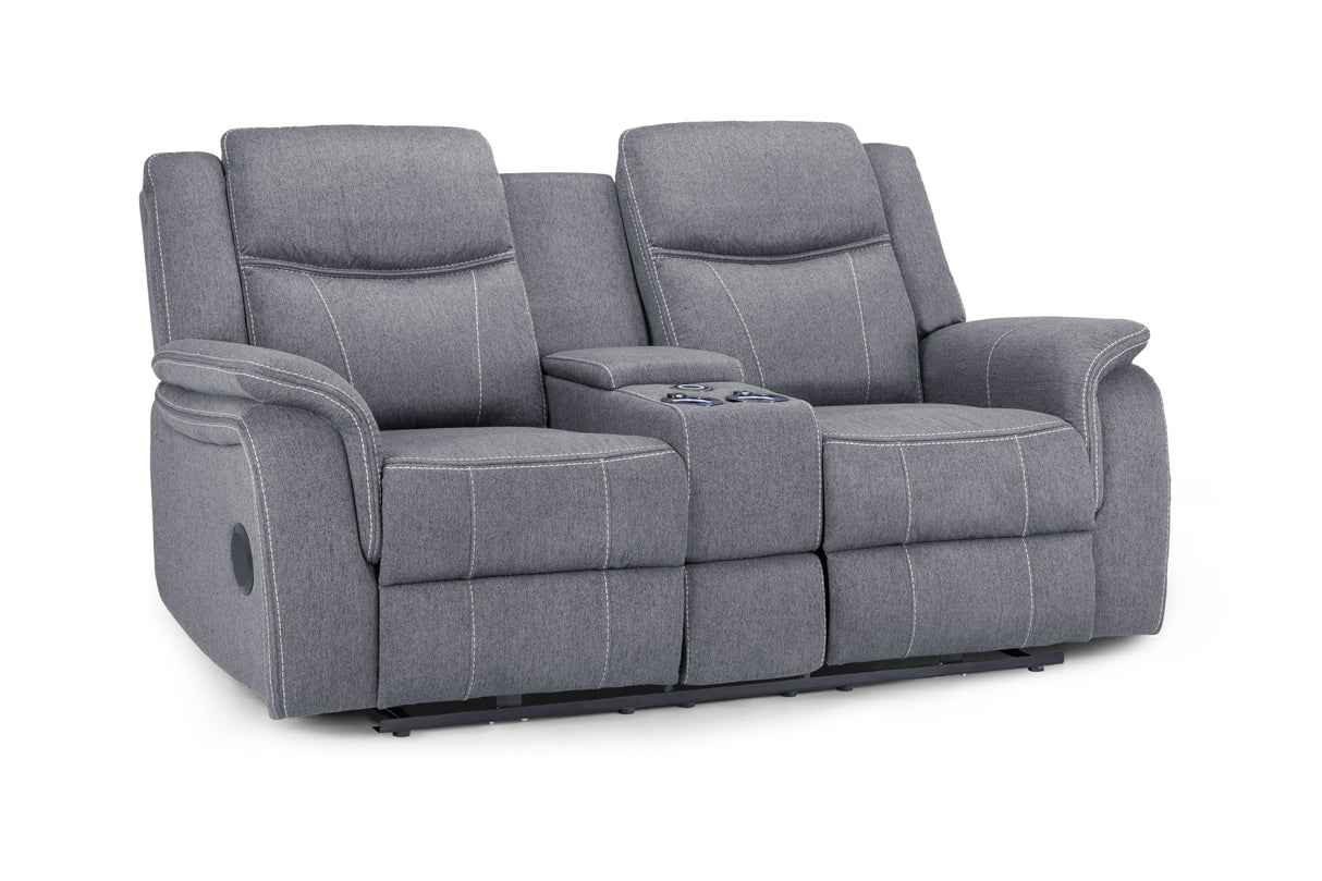 Galaxy Tech Electric Recliner 2 Seater Grey Fabric - Ready2Go Furniture