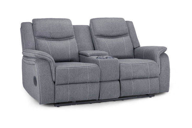 Galaxy Tech Recliner Sofa Grey Fabric 2 Seater