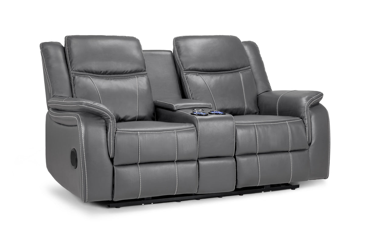 Galaxy Tech Electric Recliner 2 Seater Grey Leather - Ready2Go Furniture