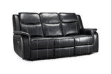 Galaxy Tech Electric Recliner 3 Seater Black Leather - Ready2Go Furniture