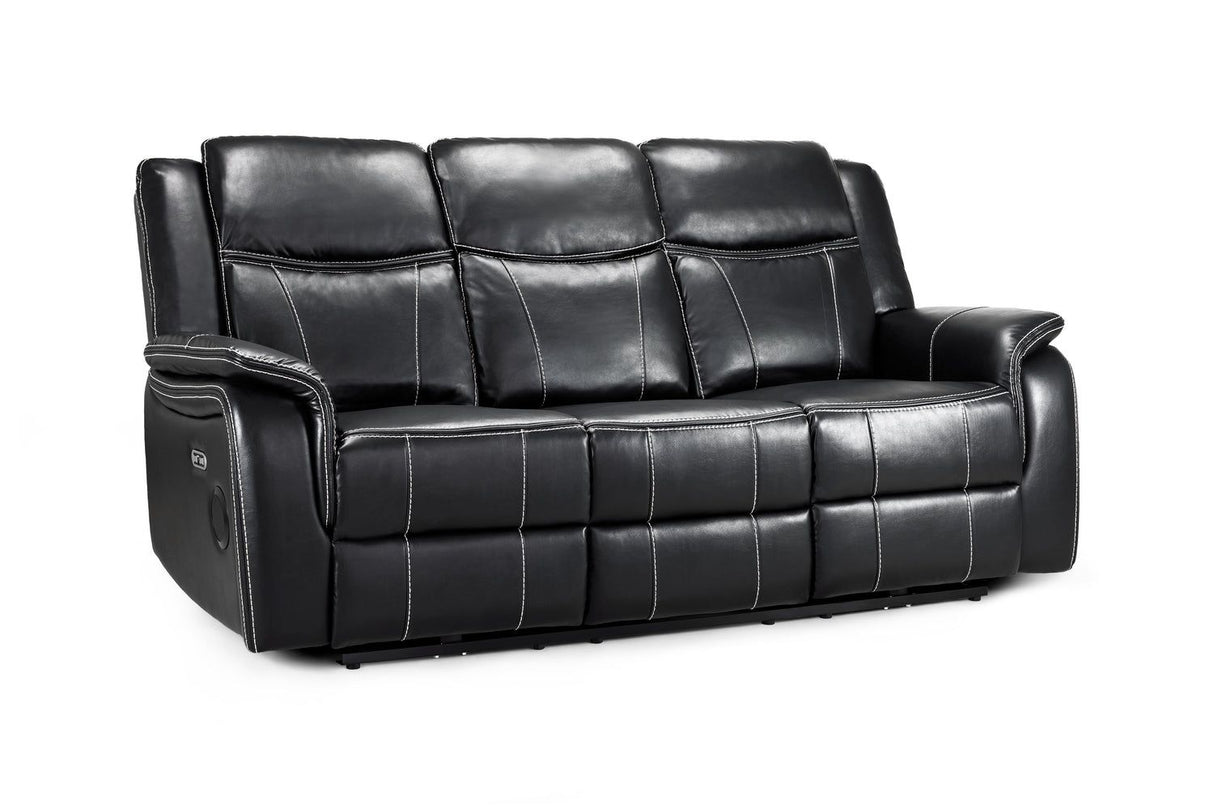 Galaxy Tech Recliner Sofa Black 3 Seater