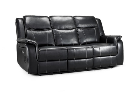Galaxy Tech Recliner Sofa Black 3 Seater
