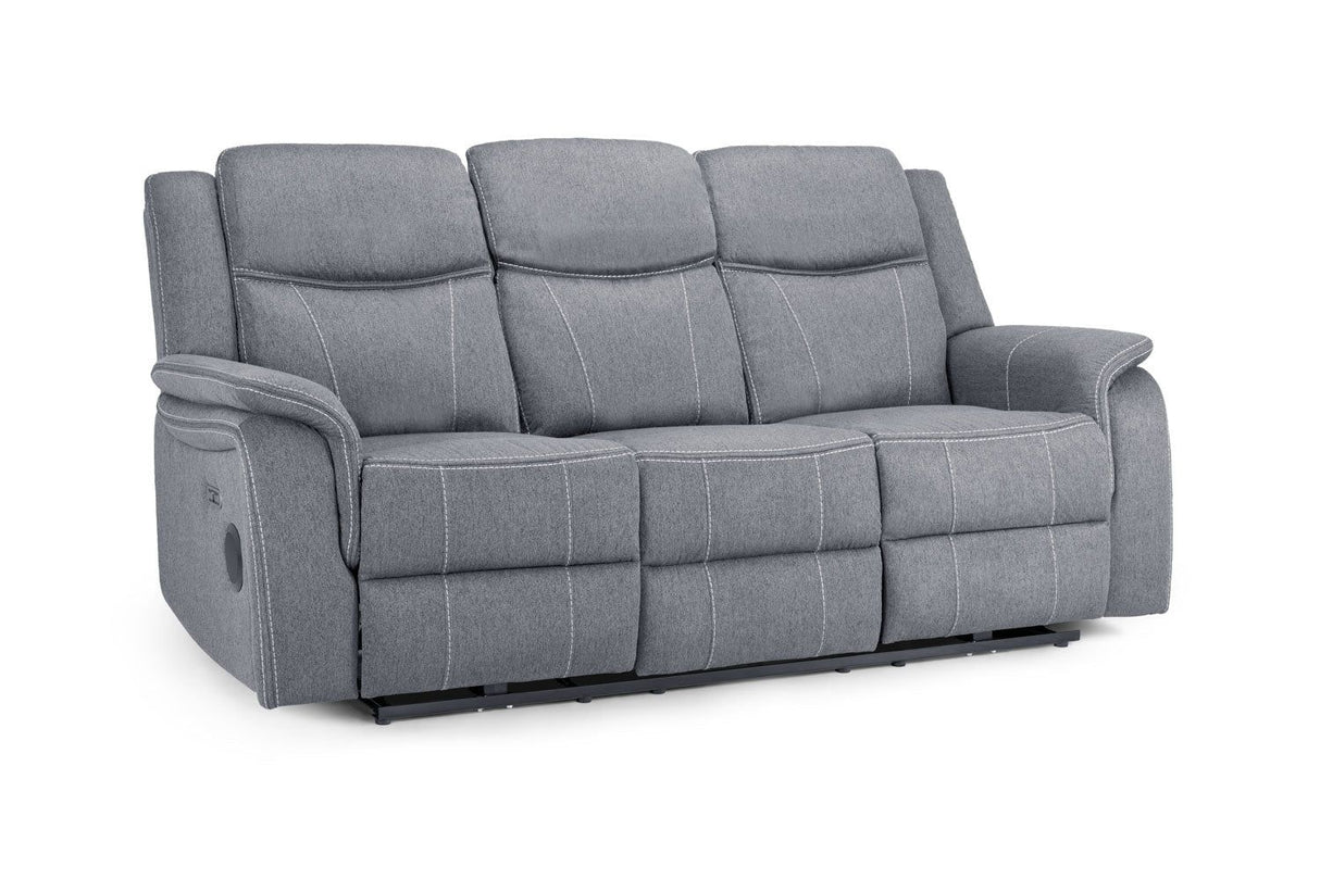 Grey Fabric 3 Seater Electric Recliner Sofa